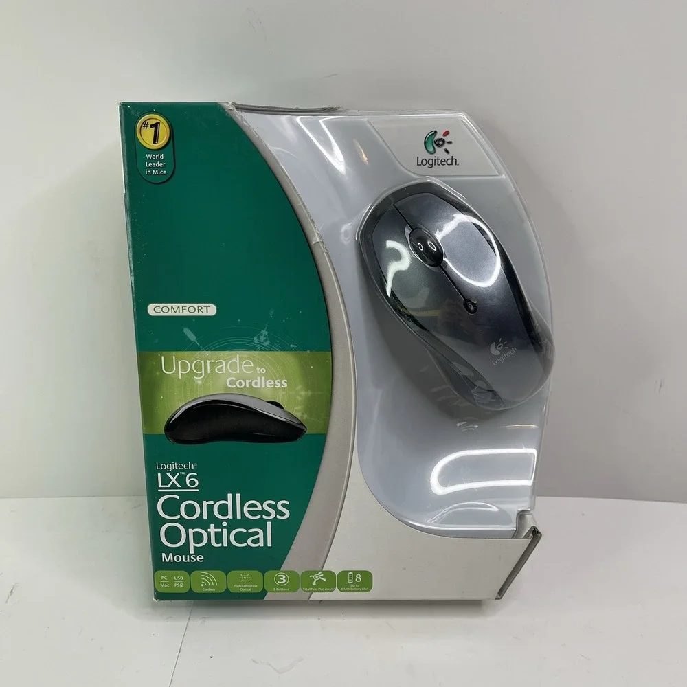 New Sealed Logitech LX6 Cordless Optical Mouse NIB Vintage 00s Office Supply's